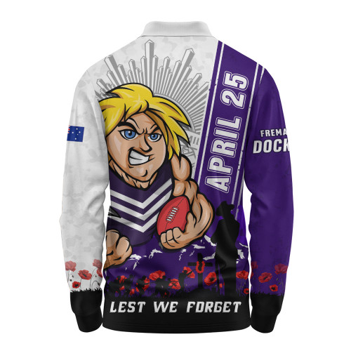 Fremantle Long Sleeve Polo Shirt Anzac Day Lest We Forget Memorial