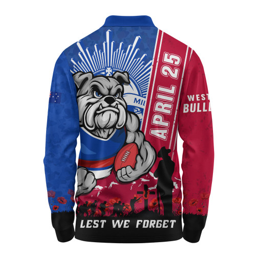 Western Bulldogs Long Sleeve Polo Shirt Anzac Day Lest We Forget Memorial