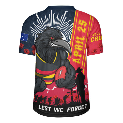 Adelaide Crows Rugby Jersey Anzac Day Lest We Forget Memorial