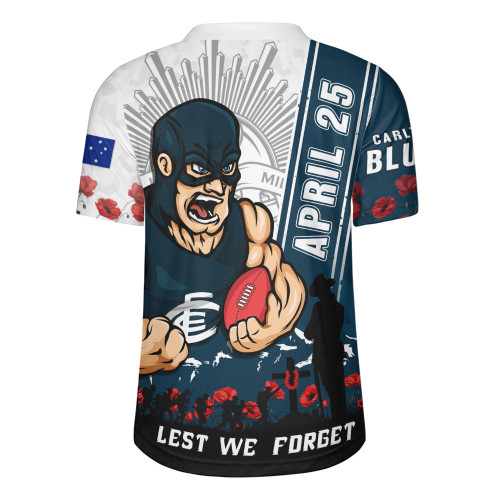 Carlton Rugby Jersey Anzac Day Lest We Forget Memorial