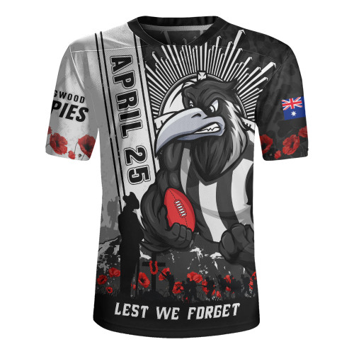 Collingwood Rugby Jersey Anzac Day Lest We Forget Memorial