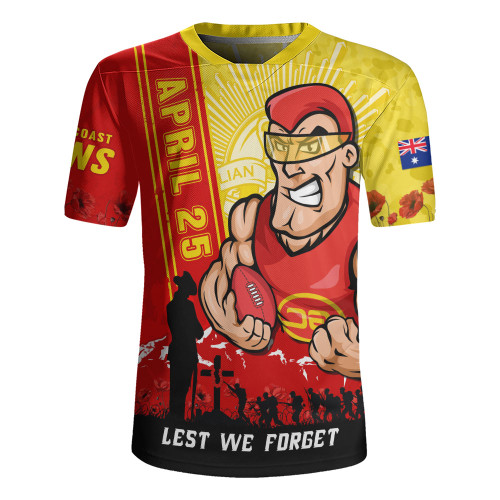 Gold Coast SUNS Rugby Jersey Anzac Day Lest We Forget Memorial
