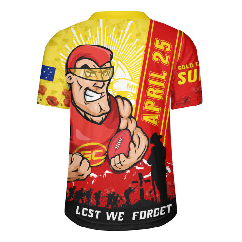Gold Coast SUNS Rugby Jersey Anzac Day Lest We Forget Memorial