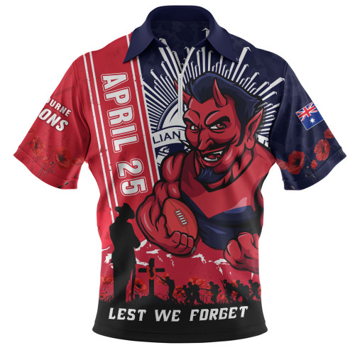 Melbourne Zip Polo Shirt Anzac Day Lest We Forget Memorial
