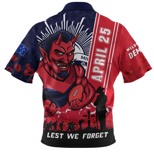Melbourne Zip Polo Shirt Anzac Day Lest We Forget Memorial