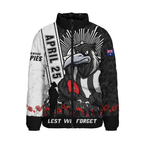 Collingwood Padded Jacket Anzac Day Lest We Forget Memorial