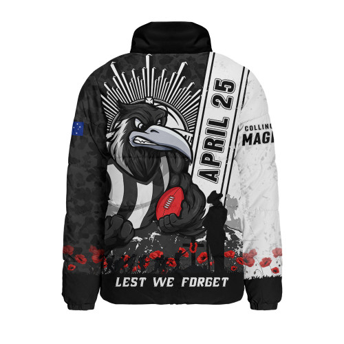Collingwood Padded Jacket Anzac Day Lest We Forget Memorial