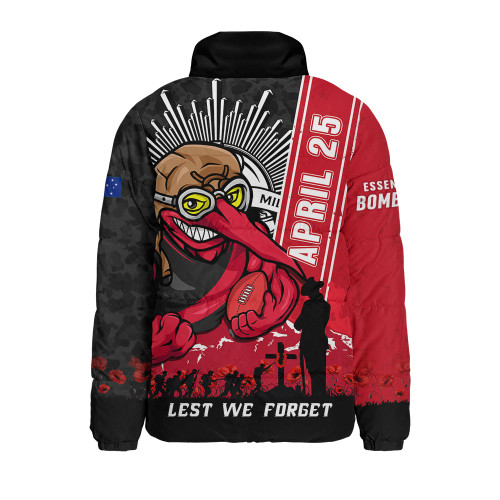 Essendon Padded Jacket Anzac Day Lest We Forget Memorial
