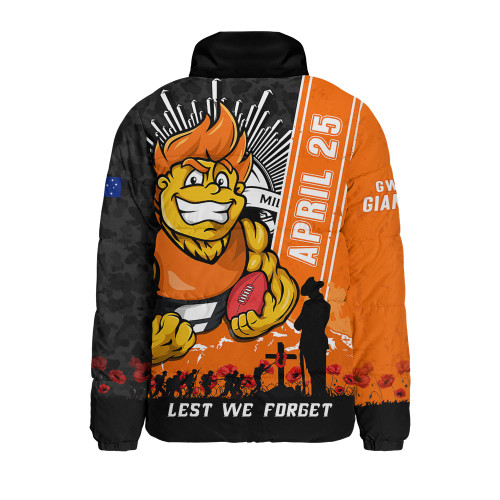 GWS GIANTS Padded Jacket Anzac Day Lest We Forget Memorial