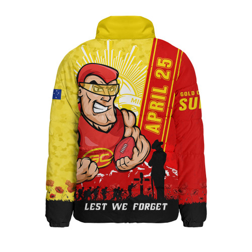 Gold Coast SUNS Padded Jacket Anzac Day Lest We Forget Memorial