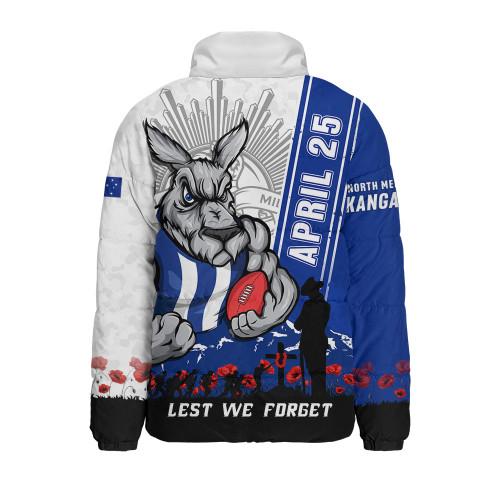 North Melbourne Padded Jacket Anzac Day Lest We Forget Memorial