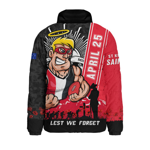 St Kilda Padded Jacket Anzac Day Lest We Forget Memorial