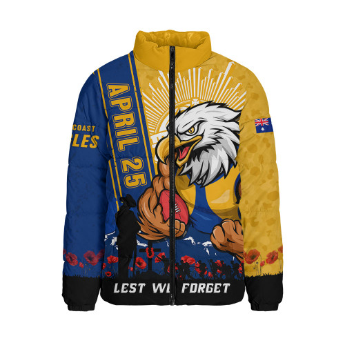 West Coast Eagles Padded Jacket Anzac Day Lest We Forget Memorial