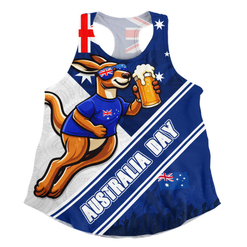 Australia Women Racerback Singlet Australia Day Kangaroo Beer Spirit Of Celebration