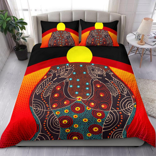Australia Bedding Set - Aboriginal Sublimation Dot Pattern Style (Red)