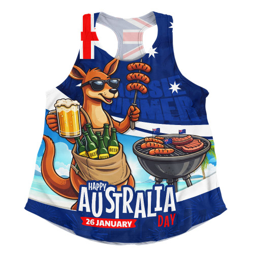 Australia Women Racerback Singlet Australia Day Kangaroo Aussie Summer Beachside BBQ