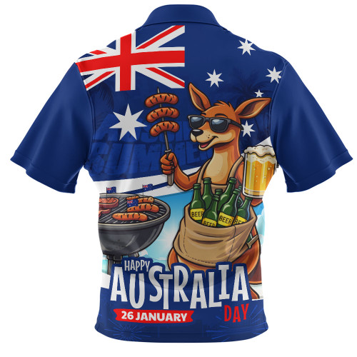 Australia Zip Polo Shirt Australia Day Kangaroo Aussie Summer Beachside BBQ