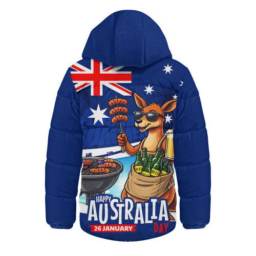 Australia Hooded Padded Jacket Australia Day Kangaroo Aussie Summer Beachside BBQ