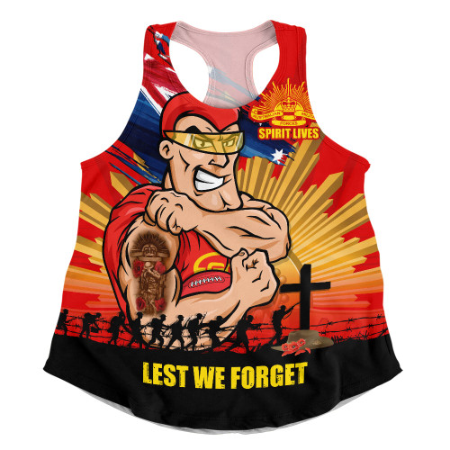 Gold Coast SUNS Women Racerback Singlet ANZAC Day Honour And Football Legacy