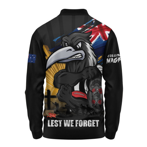 Collingwood Long Sleeve Polo Shirt ANZAC Day Honour And Football Legacy