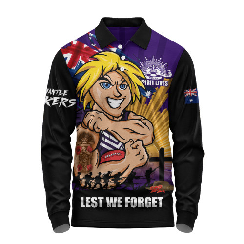 Fremantle Long Sleeve Polo Shirt ANZAC Day Honour And Football Legacy