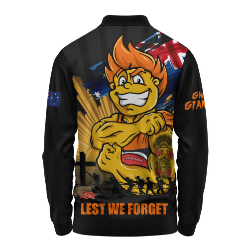 GWS GIANTS Long Sleeve Polo Shirt ANZAC Day Honour And Football Legacy