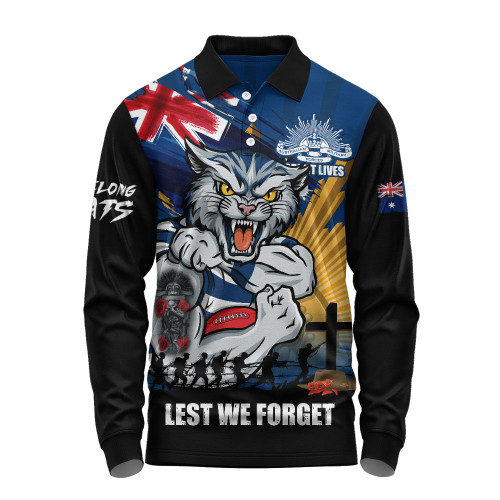 Geelong Cats Long Sleeve Polo Shirt ANZAC Day Honour And Football Legacy