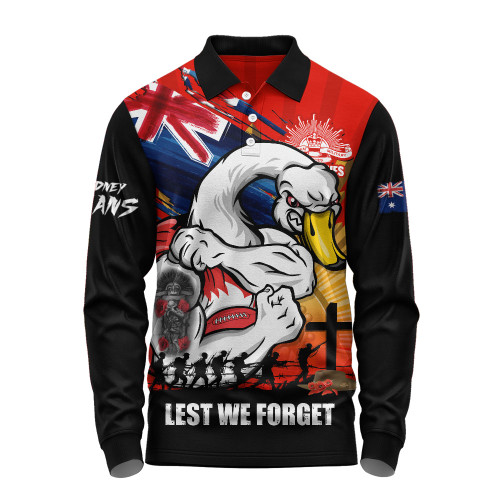 Sydney Swans Long Sleeve Polo Shirt ANZAC Day Honour And Football Legacy