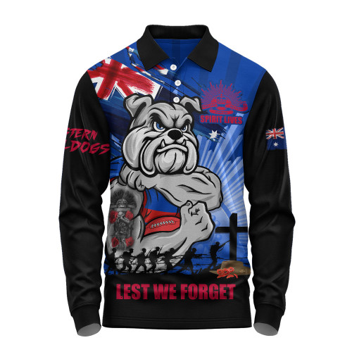 Western Bulldogs Long Sleeve Polo Shirt ANZAC Day Honour And Football Legacy