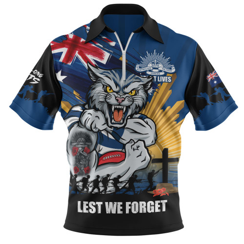 Geelong Cats Zip Polo Shirt ANZAC Day Honour And Football Legacy
