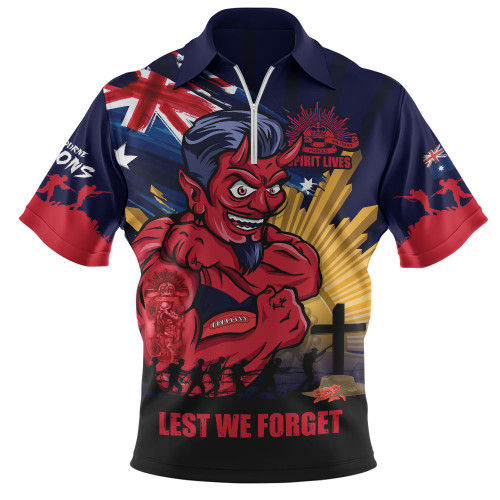 Melbourne Zip Polo Shirt ANZAC Day Honour And Football Legacy
