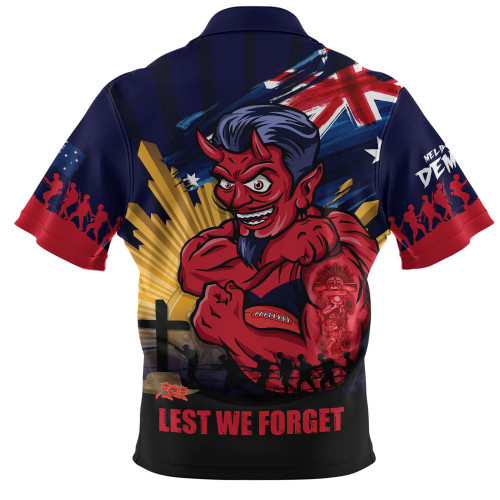 Melbourne Zip Polo Shirt ANZAC Day Honour And Football Legacy