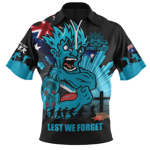 Port Adelaide Zip Polo Shirt ANZAC Day Honour And Football Legacy
