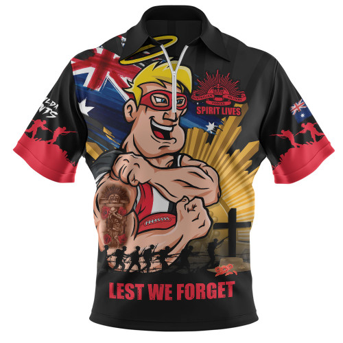 St Kilda Zip Polo Shirt ANZAC Day Honour And Football Legacy