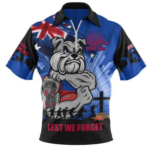 Western Bulldogs Zip Polo Shirt ANZAC Day Honour And Football Legacy