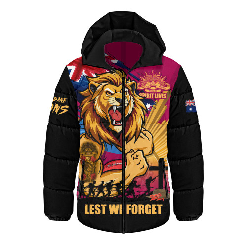 Brisbane Lions Hooded Padded Jacket ANZAC Day Honour And Football Legacy