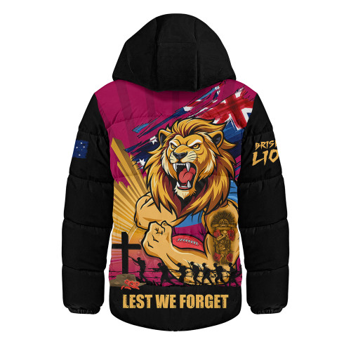 Brisbane Lions Hooded Padded Jacket ANZAC Day Honour And Football Legacy