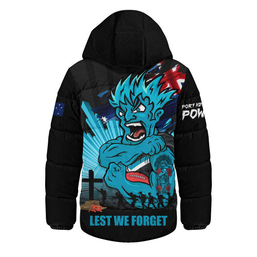 Port Adelaide Hooded Padded Jacket ANZAC Day Honour And Football Legacy