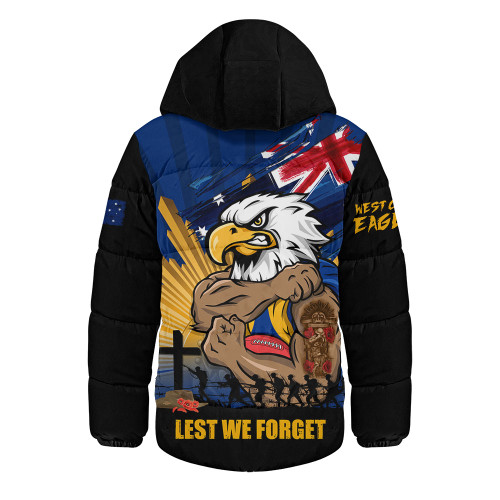 West Coast Eagles Hooded Padded Jacket ANZAC Day Honour And Football Legacy