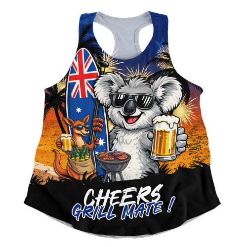 Australia Women Racerback Singlet Australia Day Coastal BBQ Beer Summer Vibes