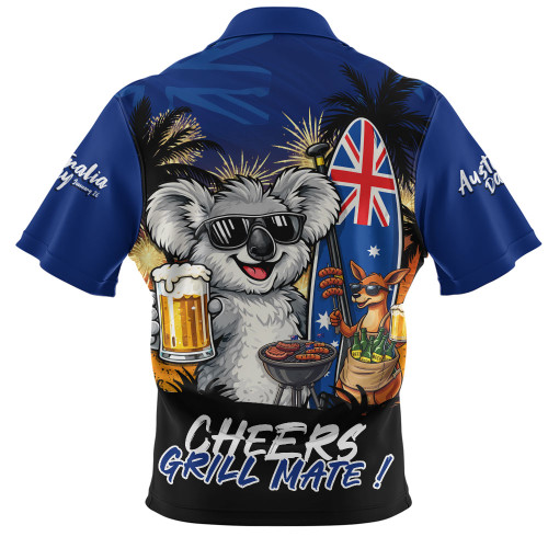 Australia Zip Polo Shirt Australia Day Coastal BBQ Beer Summer Vibes