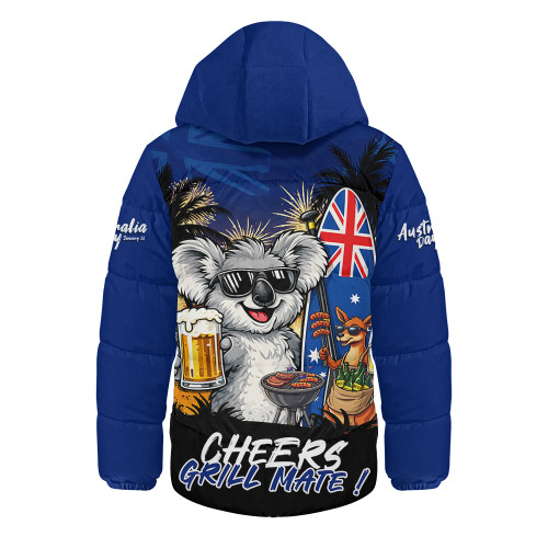 Australia Hooded Padded Jacket Australia Day Coastal BBQ Beer Summer Vibes