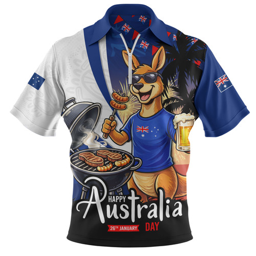 Australia Zip Polo Shirt Australia Day Kangaroo Summer Fest Celebration