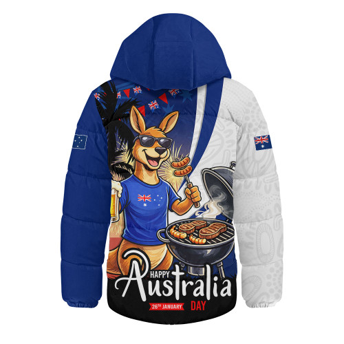 Australia Hooded Padded Jacket Australia Day Kangaroo Summer Fest Celebration