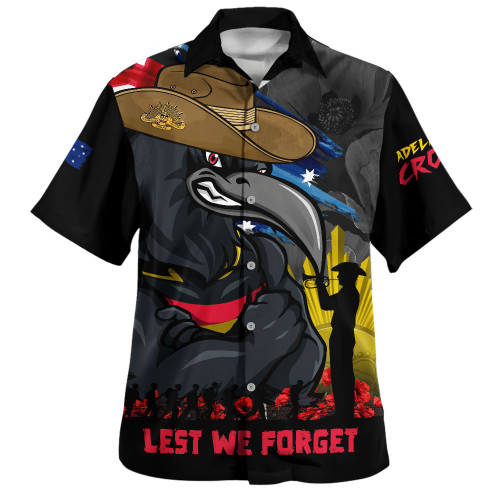 Adelaide Crows Hawaiian Shirt ANZAC Inspired Football Fan Memorial Design