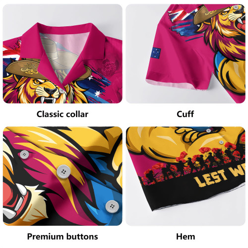 Brisbane Lions Hawaiian Shirt ANZAC Inspired Football Fan Memorial Design