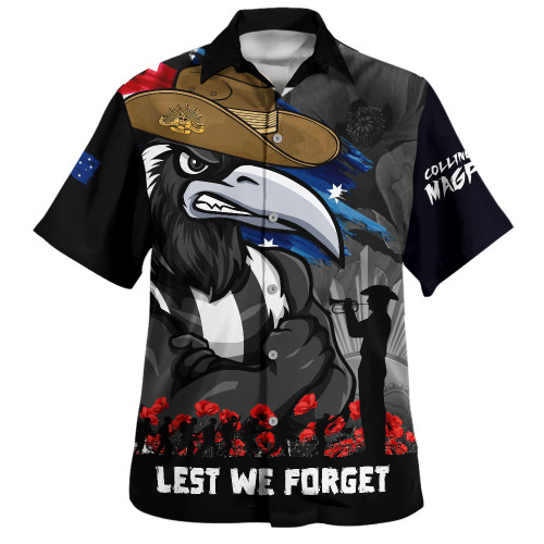 Collingwood Hawaiian Shirt ANZAC Inspired Football Fan Memorial Design