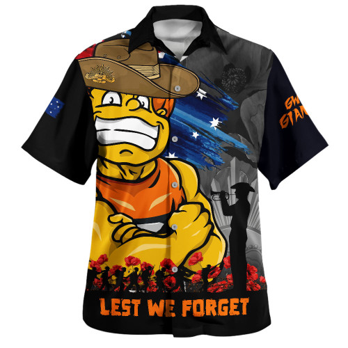 GWS GIANTS Hawaiian Shirt ANZAC Inspired Football Fan Memorial Design