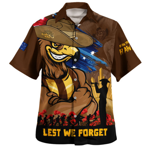 Hawthorn Hawaiian Shirt ANZAC Inspired Football Fan Memorial Design