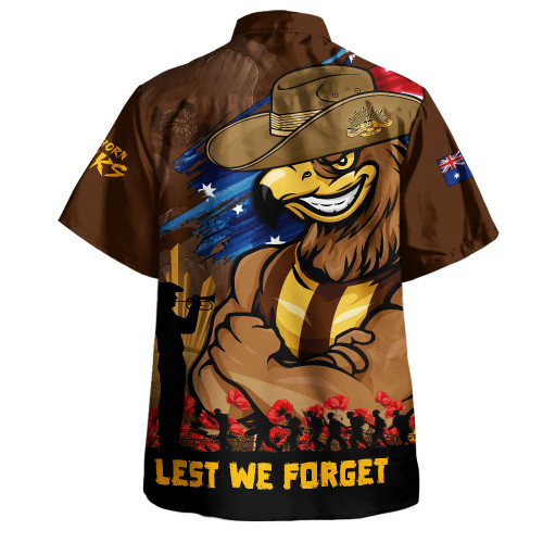 Hawthorn Hawaiian Shirt ANZAC Inspired Football Fan Memorial Design